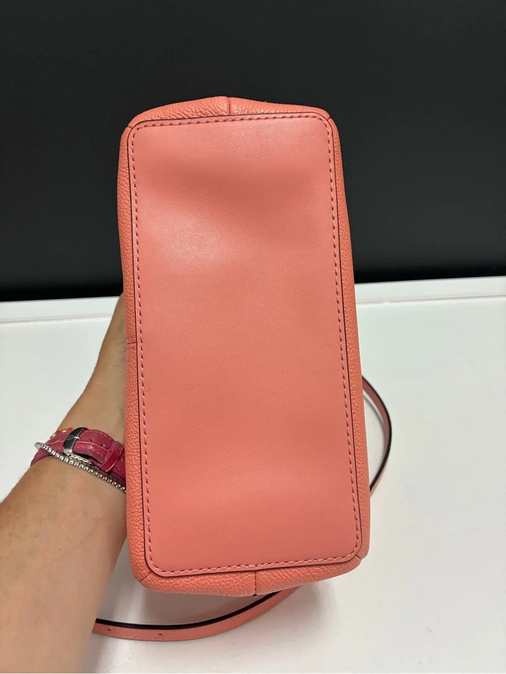 Michael Kors Coral-Peach Leather Chain-Handle Shoulder Bag